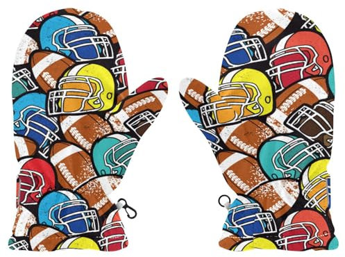 ISAOA American Football-Muster, magische Handschuhe, Stretch-Vollfinger-Handschuhe, Fäustlinge für Snowboard, Skifahren, Winter, Outdoor, Schule, Pendeln, tägliches Tragen, Größe S
