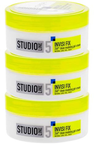 L'Oréal Paris Invisi Fix Haar-Gel Studio Line Mineral 24 Stunden mit 5 starker Fixierung mit natürlichem Effekt bei Berührung und Formel ohne Alkohol mit langem Halt – 3 Dosen à 150 ml