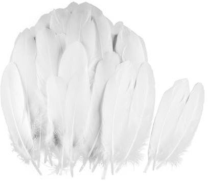 100 PCS White Feathers for Crafts - 3-5 Inch Natural Goose Feathers - White Feathers for Crafting - Craft Feathers for DIY Dream Catchers, Wedding Decorations, Costumes, Holiday Crafts & Party Supplie