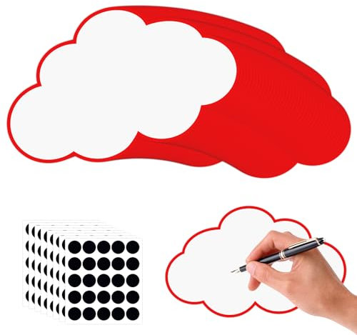 100 Stück Moderationskarten Wolken, Moderationskarten SetKarteikarten Groß Flipchart Papier mit 120 Selbstklebenden Klettband für Notizen Büro Schule Präsentation Gesprächsleitung Vortrag(23 x 14cm)
