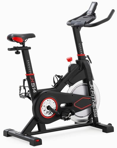 JK Fitness Inomhuscykel JK 514 magnetisk snurrcykel: snurrande motionscykel [18 kg svänghjul] manuell motstånd, LCD-skärm, justerbar sadel/styre, tyst rem, hemträning