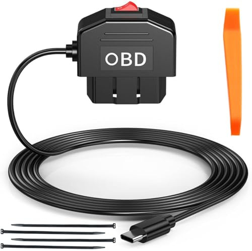 ZAMDOE Type-C OBD strömkabel adapter för OBD2 GPS Radar OBD2 till Type-C Dashcam med strömbrytare, 12V-36V till 5V/3A Dashcam OBD2 övervakning 24/24/Acc-läge