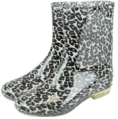 A2Z Bottes de pluie imperméables en PVC pour femmes avec design imprimé, mi-mollet, à enfiler, bottes de pluie pour jardin, marche en plein air, festivals, libellule, rouge floral, léopard, tailles UK