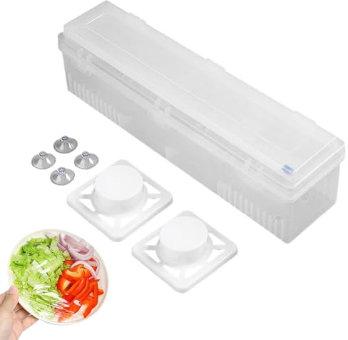 Dispensador de film transparente – 44 cm Wrapmaster, cortador de láminas de polietileno, soporte para rollos de papel de cocina comercial, transparente, almacenamiento versátil para un corte