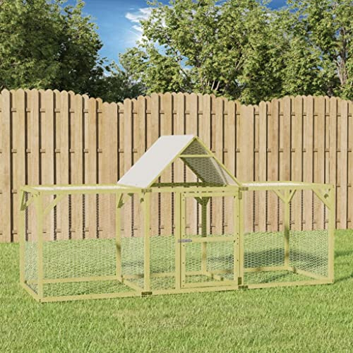 Recinto per Polli in Legno di Pino Massello Impregnato 300x100x150 cm con Tetto in Poliestere Resistente all'Acqua e Cancello con Serratura per Galline Anatre e Piccoli