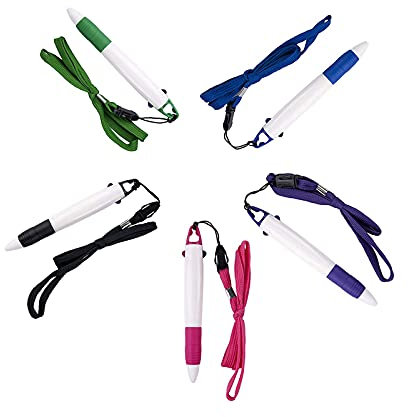 SMTTW 5 PCS einstellbar Kugelschreiber, Versenkbare Pen, Medium Punkt (0,7) schwarz Tinte Roller Ball Stift mit Hals String, für Krankenschwester, Bedienung, Office School Supplies Studenten Geschenk