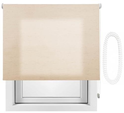 Estor Enrollable Translúcido Luminoso Lino con Cadena de Repuesto. Fácil de Instalar. Persiana para Ventanas o Puertas. Color Lino Tostado. Medidas Ancho x Alto – 192cm x 200cm