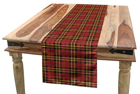 ABAKUHAUS Kariert Tischläufer, Alte keltische Briten, Esszimmer Küche Rechteckiger Dekorativer Tischläufer, 40 x 225 cm, Gelb Schwarz Rot
