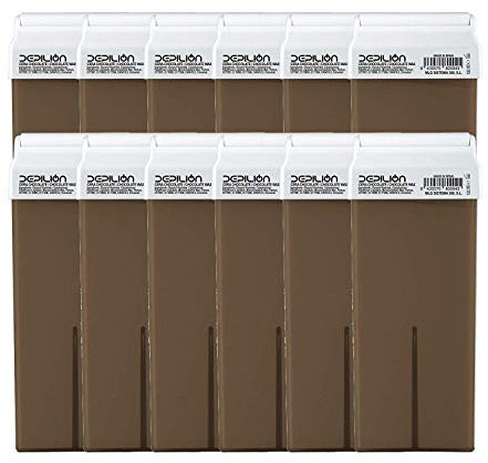 Depilion 12 x Enthaarungswachs-Roll-On-Patronen, 100 ml, Schokolade, Roll-on Wachs für Haarentfernung