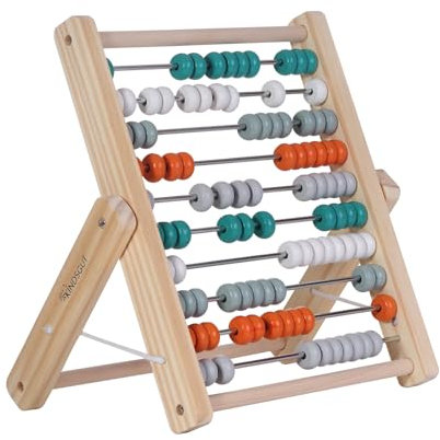 Kindsgut Abakus Rechenschieber aus Holz, zum Zählen und Rechnen bis 100, hochwertige Qualität, dezente Farben und Schlichtes Design, Petrol