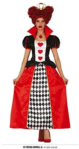FIESTAS GUIRCA | Disfraz Dama Corazones (38-40/M) - Vestido y Corona - Disfraces de Reina de Corazones para Halloween, Carnaval, World Book Day y Fiestas de Disfraces - Ideal para Mujeres Adultas