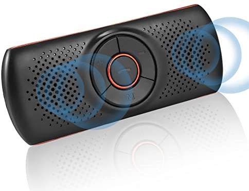 NETVIP Bluetooth Car Speaker for Cellphone, Wireless Handsfree Car Kit Speakerphone with Clip for Sun Visor, Supports Siri and Voice Assistant, 20 Hours Working Time | TF Card Playing