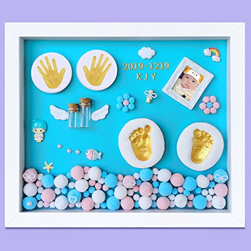 MCstars Kit för handavtryck och fotavtryck minnessak händer gjutningssats, nyfödd baby barnkammare minneskonst fotoram kit bebislista sök baby shower bildramar för nya föräldrar
