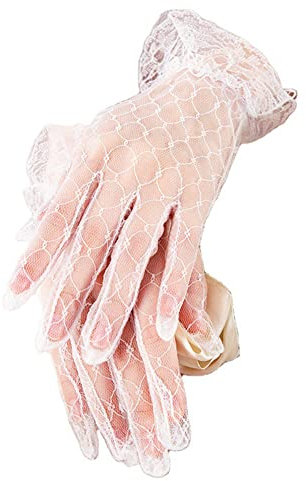 iSpchen Brauthandschuhe kurze Spitzenhandschuhe weiß Hochzeit Handschuhe Netzhandschuhe elegante Spitzen Braut Handschuhe Abendhandschuhe für Brauthochzeit,Party,Feier,Abschlussballkleid