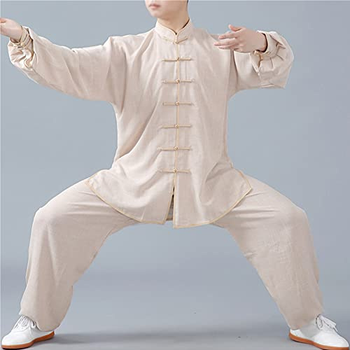 WoCOyo Tai Chi Anzug Freizeit Einfarbig Kampfkunst Anzug Unisex Sanft Baumwolle und Leinen Kung Fu und Tai Chi Uniform Traditionelle Chinesisch Kostüm für Meditation und Qigong,006,M