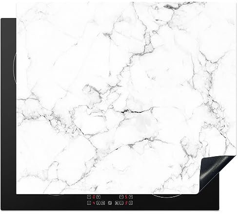 MuchoWow Herdabdeckplatte Ceranfeld Spritzschutz Küche Marmor - Weiß - Grau - Luxus - Marmoroptik - Strukturiert 58.3x51.3 cm Induktionsherd Abdeckung Induktionskochfeld Ceranfeldabdeckung
