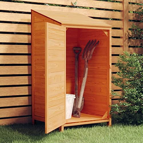 Tidyard Trädgårdsskjul i massivt trä, gran, lekstuga, verktygshus, utomhusskjul, verktygsskjul, trähus, trädgårdshus brun 55 x 52 x 112 cm