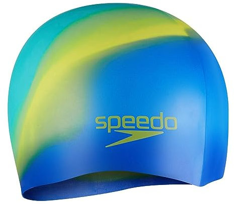 Speedo Unisex Kinder Badekappe aus Silikon Badekappe, True Cobalt/Lemon Drizzle, Einheitsgröße