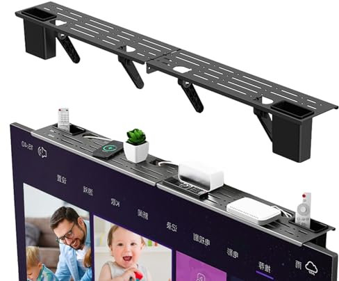 TV bakre förvaringsställ för TV, justerbart tv-monitorställ mediekonsolhylla hylla organiserare rack för skärm TV-ställ med förvaring