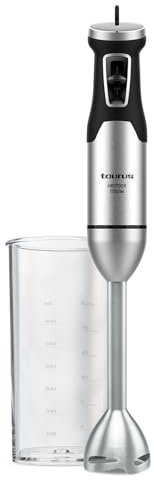Taurus - Batidora de mano | 1700W de potencia | 4 filos de acero inoxidable | Regulador de velocidad | Incluye vaso medidor de 1L | Ergonomica