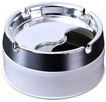 Jiqoe Posacenere rotondo antivento in PP+acciaio inossidabile con coperchio rotante per casa giardino esterno interno portatile ufficio sigillante posacenere accessorio per fumo