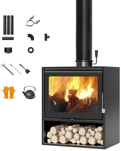 LIHY Kaminofen Aus Stahl Rollo Bereit Rechteckig Mit Raumluftunabhängig, Kaminofen, Heizofen, Holzheizung, Effizienter Und Umweltfreundlicher Raumheizer Mit Modernem Design