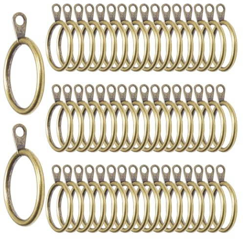 50 Pcs Metal Curtain Rings 38mm in Antique Brass for Hanging Window and Pole - Eyelet Design