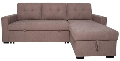 MUEBLIX.COM - Sofa 3 Plazas Chaiselongue Ojuel, Chaiselonge Intercambiable, Asientos y Respaldo Acolchados, Sofa Chaiselongue Cama con Arcon, Sofas de Salón Modernos, Color Beige
