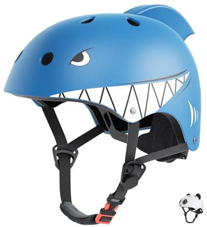 FAYDUDU Kids Bike Helmet Toddler Helmet for 3-13 Years Old Boys Girls Adjustable Skateboard Helmet Multi-Sports Lightweight Helmet Safety Protection Gear for Cycling Skateboard Scooter (Shark, XS)