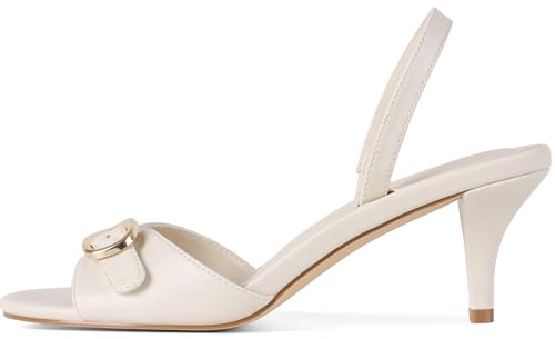 Tarkwa Womens Slingback Kitten Heels Open Toe Summer Sandals Low Heels Dress Sandals Wedding Party Shoes for Women(Beige,Size 7)