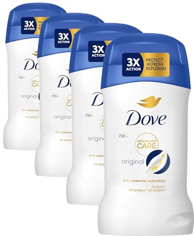 Dove Advanced Care Déodorant Stick Original - Technologie hydratante triple action - 48 h de protection anti-transpirante - 50ml (Lot de 4)