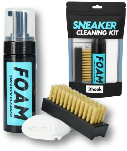 lithook, Kit de Limpieza de Zapatillas, Incluye Cepillo, Solución de Espuma (150ml) y Paño de Microfibra, Todo Tipo de Tejidos, Limpiador en Seco y Mojado