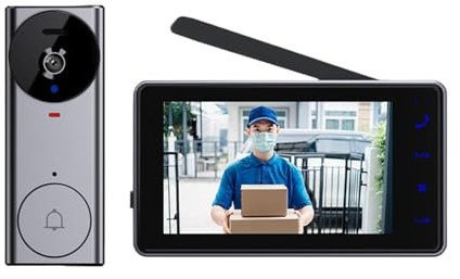 KIXZSAZ Timbre con cámara, intercomunicador de Voz bidireccional y grabación de Video. Compatible con intercomunicador ABS. Timbre Puerta con Video inalámbrico, M17A