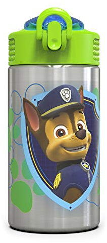 Zak Designs PWPI-S734 Stainless Steel Reusable, 18/8 Water Bottle, Paw Patrol Boy SS