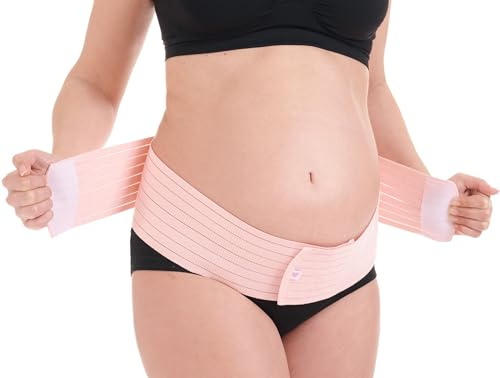 Herzmutter bukbälte - graviditetsstödbälte - magband - justerbart graviditetsbälte - magbälte graviditet - gymnastik-yoga-sport - 3200 (L-XL, Rosa)