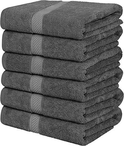 Utopia Towels - 6er-Pack mittelgroße Badetücher aus 100% Baumwolle mit Aufhängeschlaufen, 60x120 cm Duschtuch, weiche und saugfähige Handtücher (Grau)