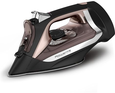 Rowenta Access Stainless Steel Soleplate Steam Iron with Retractable Cord 1725 watts Powerful steam diffusion, Cord easy storage, Auto-off, Anti-Drip, Portable, Ironing, Garment Steamer Black