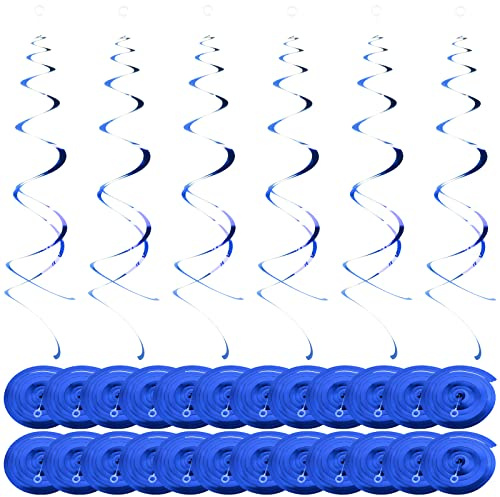 NATUCE 30 Stück hängende Wirbel, Dekoration, Wirbel, Decke, Girlande, Spiralen, zum Aufhängen, für Geburtstag, Hochzeit, Partydekoration (blau)