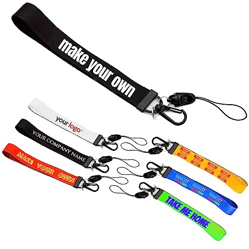 TEMEITE Personalisiertes Schlüsselband Kurz (Handgelenkschlaufe) – Wunschtext & Name – Robustes Nylon Lanyard mit Schnellverschluss für Autoschlüssel, Handy & Ausweis – 20mm Breit, Schwarz Schwarz