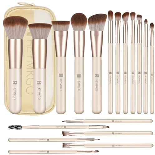 Makeup Brushes HEYMKGO Makeup Brush Set Professional 18 Pcs Make up Brushes with Travel Bag Premium Synthetic Foundation Powder Blush Blending Face Brush Eyeshadow Eyeliner Make Up Brush Kit