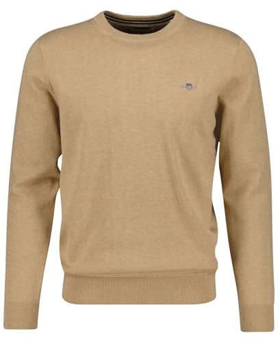 Gant Herren Classic Cotton C-Neck Pullover, Khaki Mel, XXL