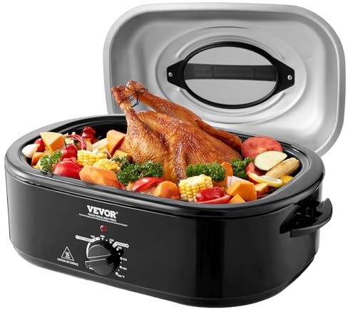 VEVOR Electric Roaster Oven, 20 QT Turkey Roaster with Self-Basting Lid, 1450W Roaster with Defrost & Warm Function, Adjustable Temperature, Removable Pan & Rack, Fits Turkeys Up to 24LBS