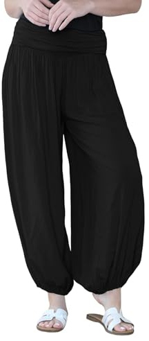 janisramone® Women's Alibaba Harem Trousers - Stylish Italian Harem Alibaba Trousers for Women Loose Fit Baggy Summer Trousers for Women UK | Elegant Harem Trousers for Women UK