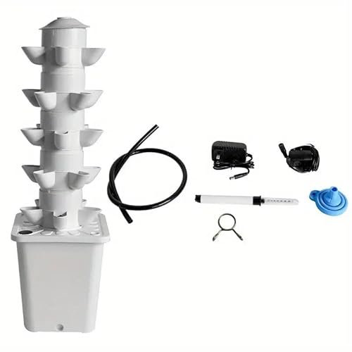 RRrawgff Sistema de Cultivo Hidropónico 6 Capas 30 Vainas Torre Hidropónica Vertical con Temporizador Torre Hidropónica de Jardín con Tanque de Agua de 10L Apto para Uso Interior y Exterior