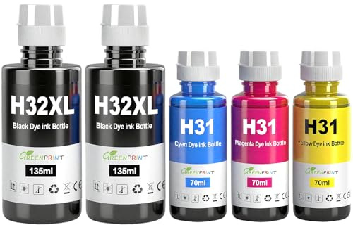 GREENPRINT 31 32XL Botellas de Tinta Multipack Compatible para H P Smart Tank 319 455 515 530 555 558 559 570 655 670 750 790 5105 5106 5107 7005 7006 7305 7306 7605 415 419 (5 Packs 2N/C/M/A)