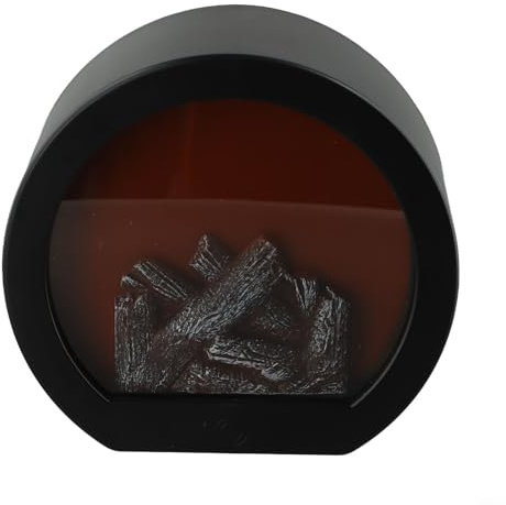 TONIXY Linterna de chimenea con efecto de llama realista, lámpara de mesa de bajo consumo para decoración del hogar interior o exterior, diseño redondo negro portátil