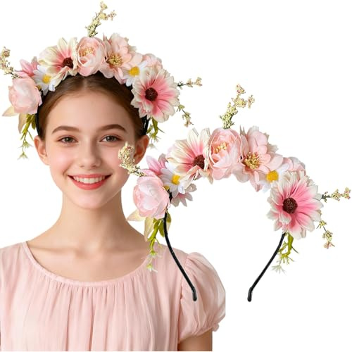 Ypkia Fascia per capelli Dirndl per capelli da sposa, da donna, per Oktoberfest, matrimonio, carnevale, festa a tema (blu) (rosa)