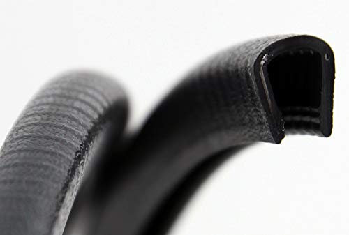 SMI-Kantenschutzprofil KS6-8S für 6-8mm PVC mit Stahleinlage Schwarz selbstklemmend ohne Kleber - Kantenschutz, Kederprofil, Kantenprofil, Kantenschutzleiste für Bleche, Platten (20 m, schwarz)