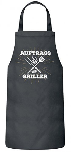 Shirtstreet Grillen Grill Party Frauen Herren Barbecue Baumwoll Grillschürze Kochschürze Auftragsgriller, Größe: OneSize,Dark Grey