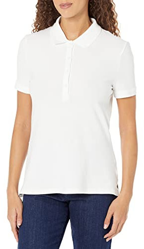 Amazon Essentials Damen Kurzärmeliges Poloshirt (Erhältlich In Übergröße), Weiß, M